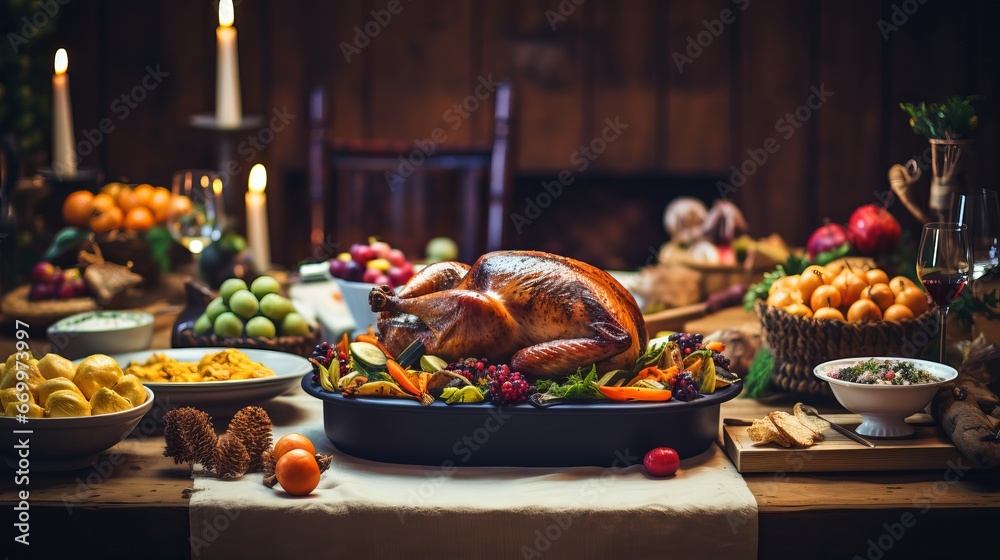 Thanksgiving Celebration Conventional Supper Setting Nourishment Concept
