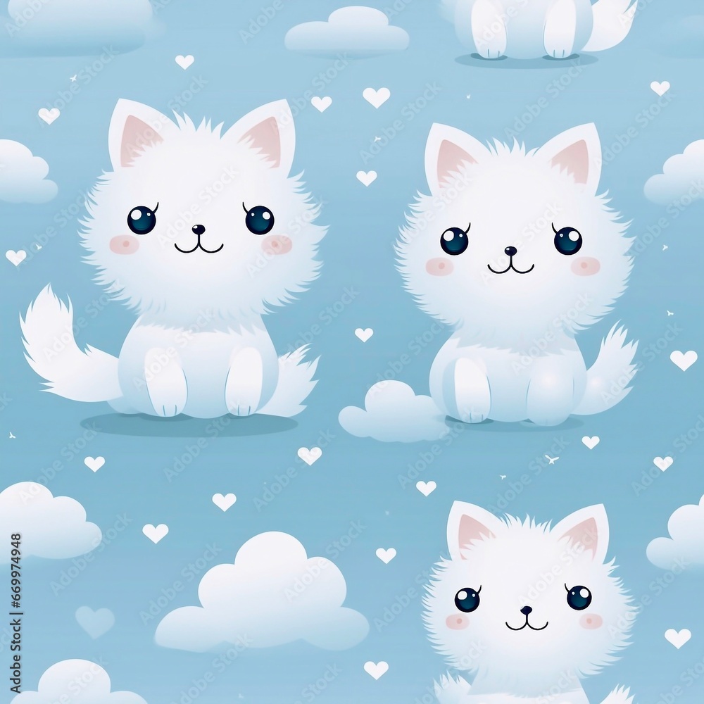 Seamless pattern with cats, generative AI 