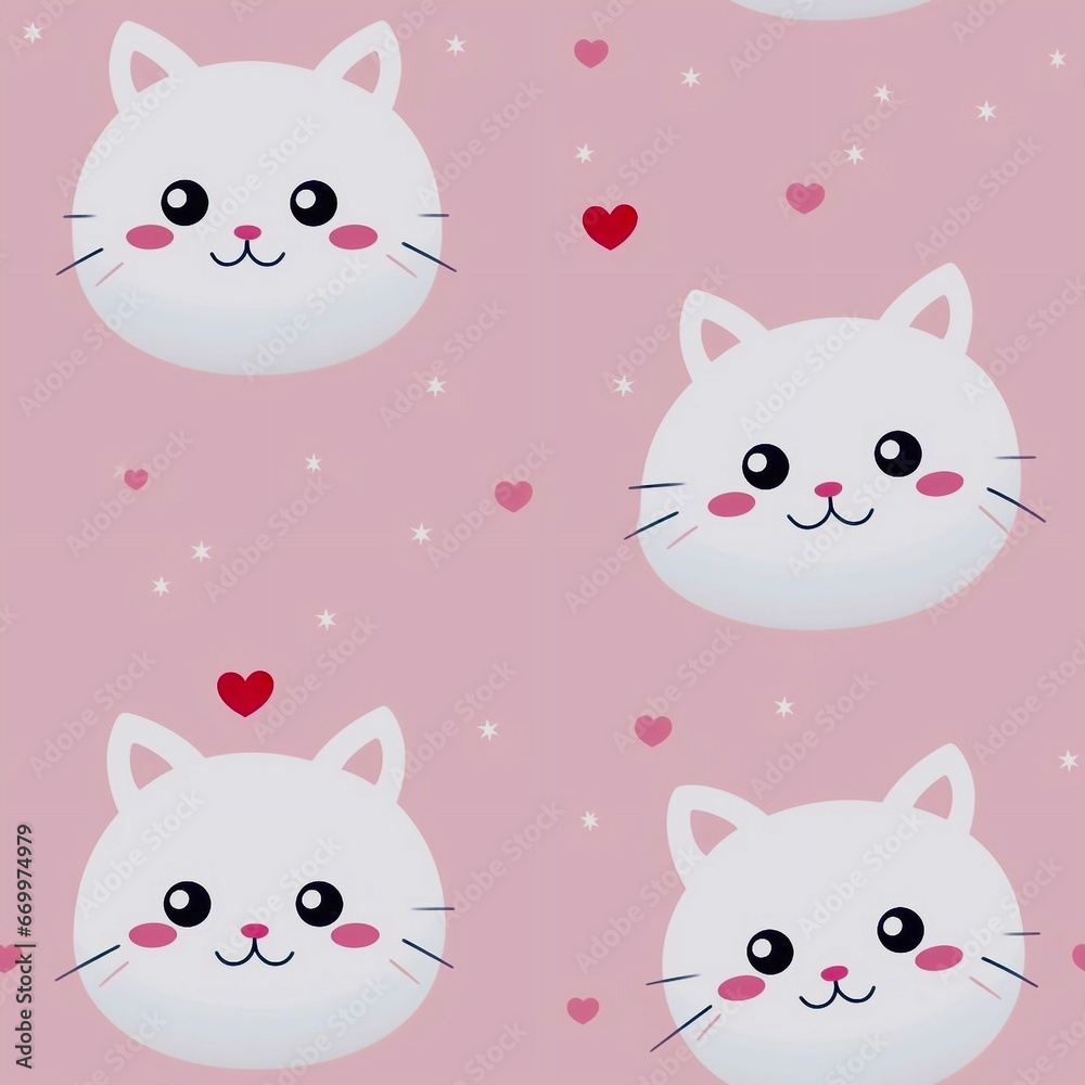 Obraz premium Seamless pattern with cat, generative Ai 
