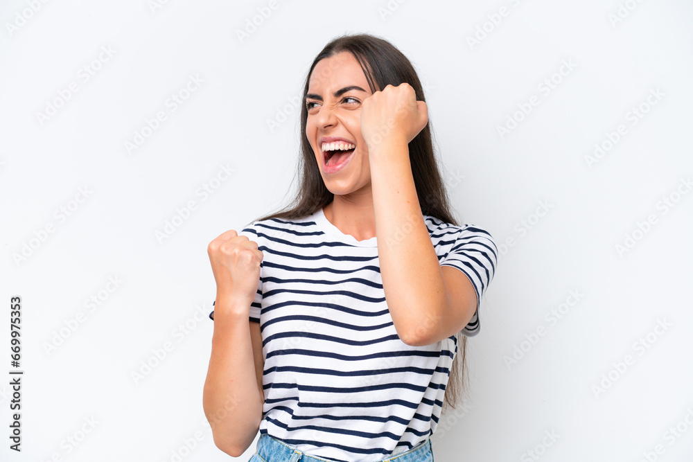 Young caucasian woman isolated on white background celebrating a victory Young caucasian woman isolated on white background celebrating a victory
