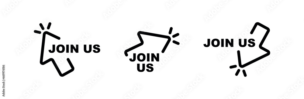 join us sign on white background	