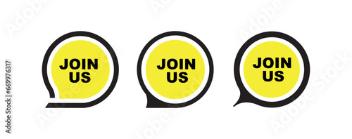 join us sign on white background	
