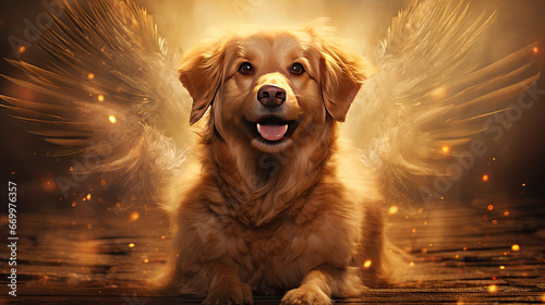 A dog with angel wings