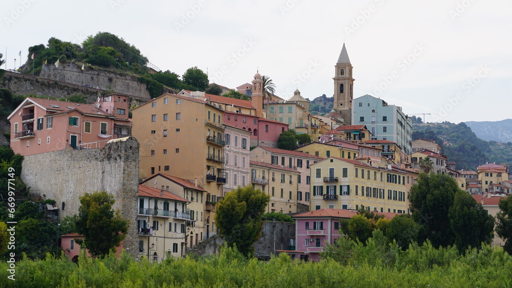 Ventimiglia Alta old town in Liguria in Italy, in the month of June