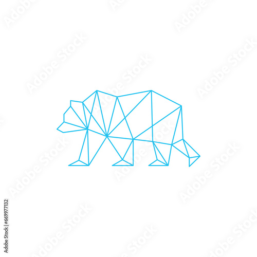 Bear geometric polygonal logo vector icon design template