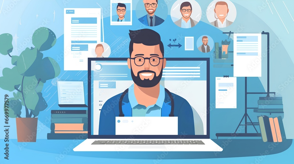 remote hiring and online job interviews concept. Candidate for new work position, interacting with a human resources employee who is working from home. Modern virtual recruitment and remote work. remote hiring and online job interviews concept. Candidate for new work position, interacting with a human resources employee who is working from home. Modern virtual recruitment and remote work.