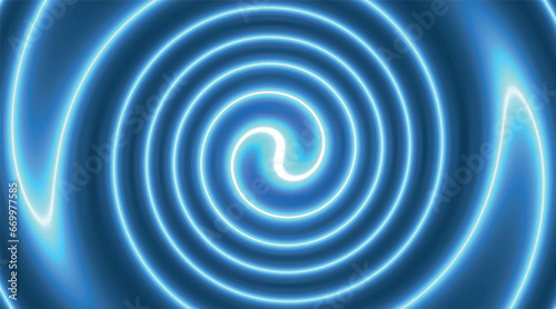 Abstract blue background with swirling neon spiral