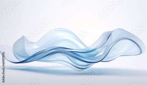 photo showcasing some flowing modern wave shapes, photorealistic rendering, skeletal, light gray and azure, floating structures, minimalistic objects © IgnacioJulian