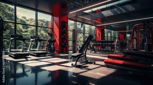 Home Gym with State-of-the-Art Equipment and Sleek Black Details