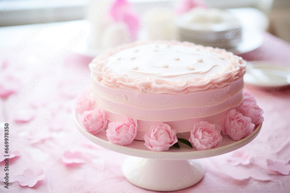 an untouched pink baby shower cake an untouched pink baby shower cake