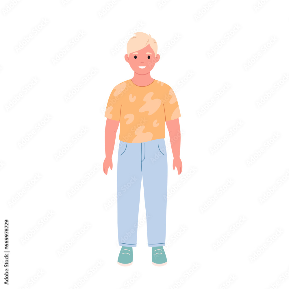Happy smiling boy. Primary schoolkid. Cute schoolboy avatar. Vector illustration in flat style Happy smiling boy. Primary schoolkid. Cute schoolboy avatar. Vector illustration in flat style