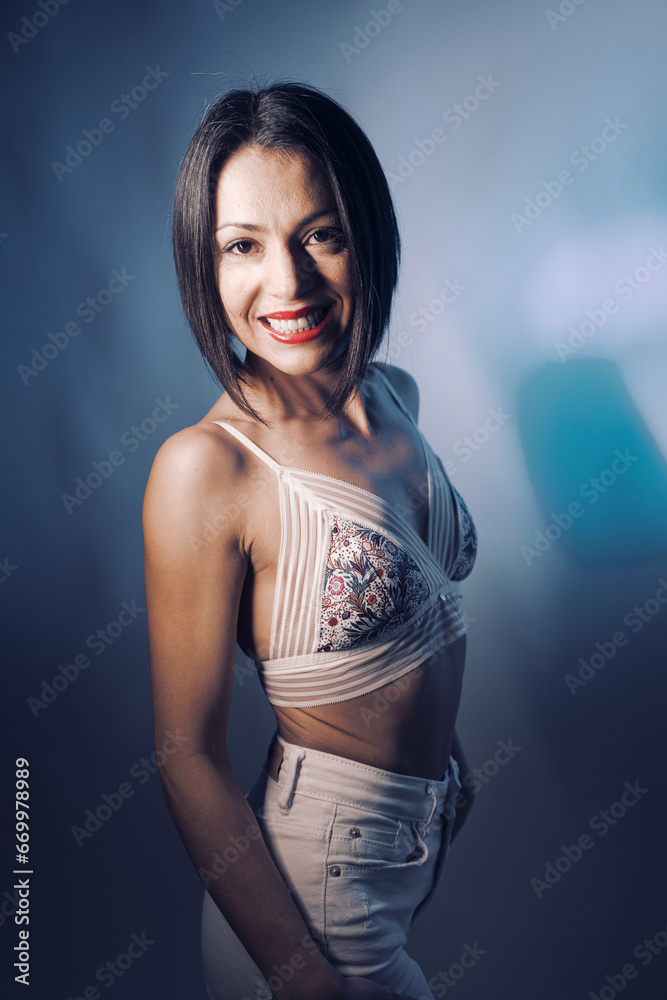 Sexy female underwear model in studio Stock Photo | Adobe Stock