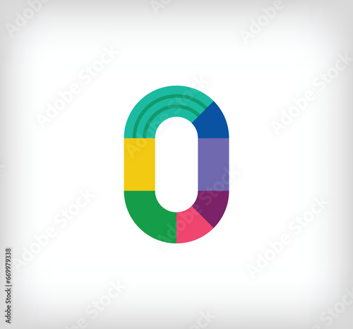 Creative abstract letter O multicolored linear logo. Modern lettering lines with new pop art colors. Font alphabet template. Creative education geometric.vector