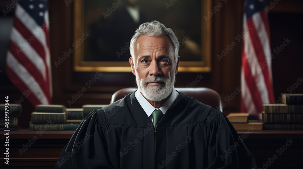 American Judge in Courtroom, Legal and Justice American Judge in Courtroom, Legal and Justice