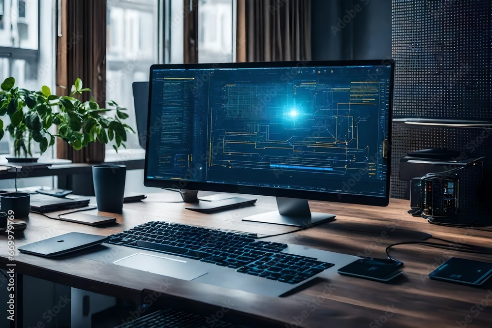 monitor and computer monitor and computer