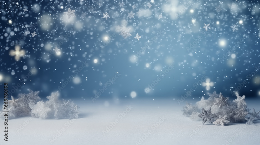 Christmas background, copy space, blurred winter background, holiday decoration