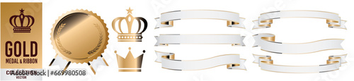 Gold Ribbon Medal Vector