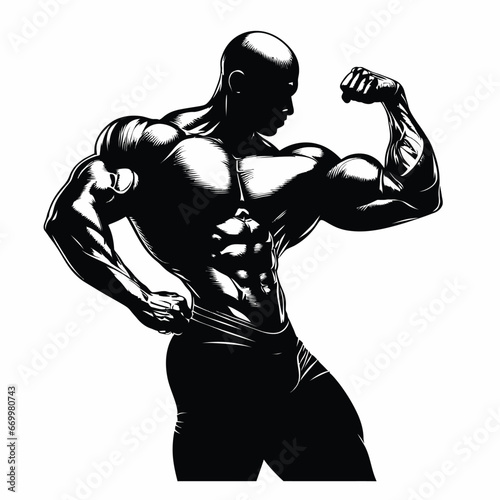 black bodybuilder on white background vector image