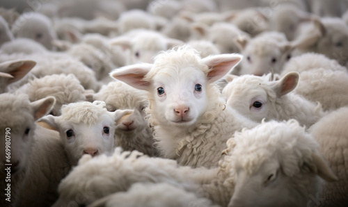 cute little lambs in the flock