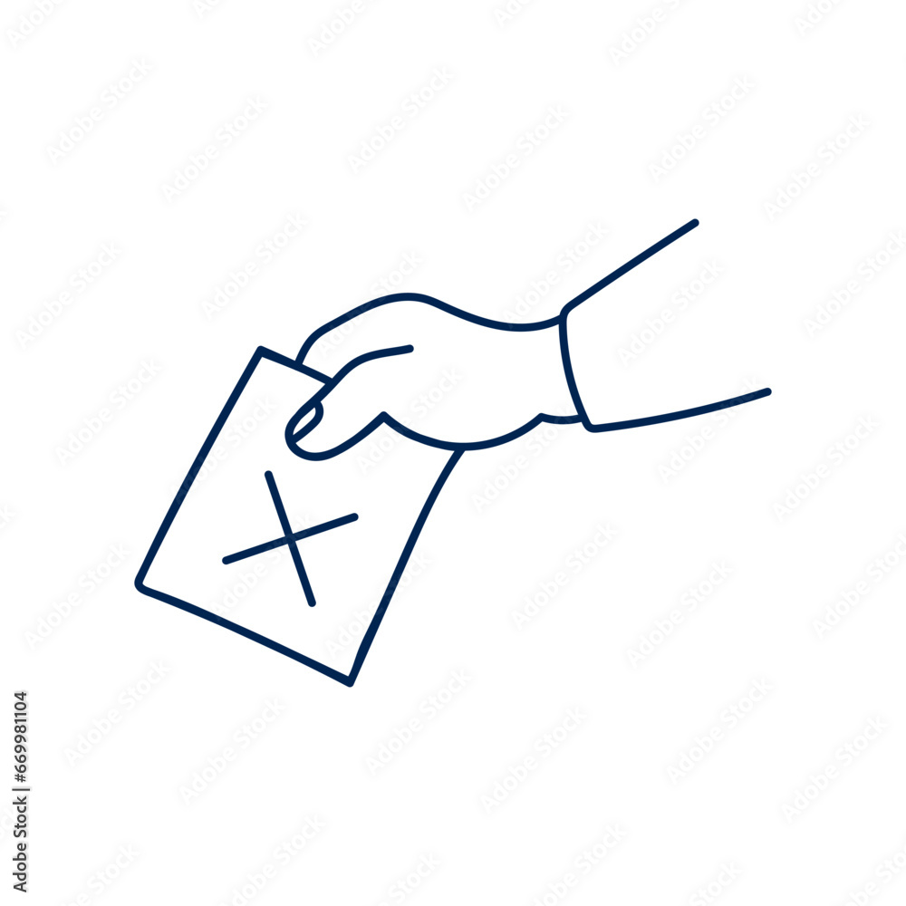 Hand voting line icon. Concept of democracy, voting, politics. Election vote concept.