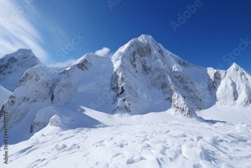 Breathtaking, snow-covered peaks with pristine atmosphere. Generative AI