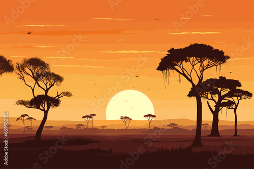 Uganda flat art landscape illustration 