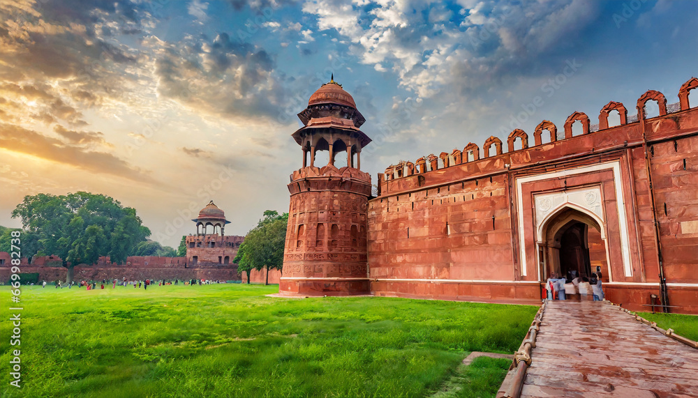 the red fort monument in new delhi india its unesco world heritage site generative ai - obrazy, fototapety, plakaty 