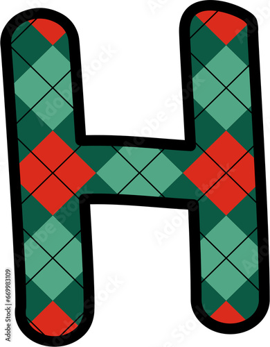 H Alphabet, grid pattern, red, green, Christmas, New Year
