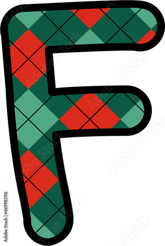 F Alphabet, grid pattern, red, green, Christmas, New Year