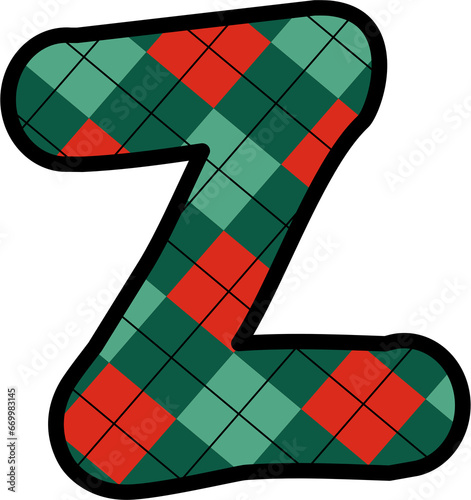 Z Alphabet, grid pattern, red, green, Christmas, New Year