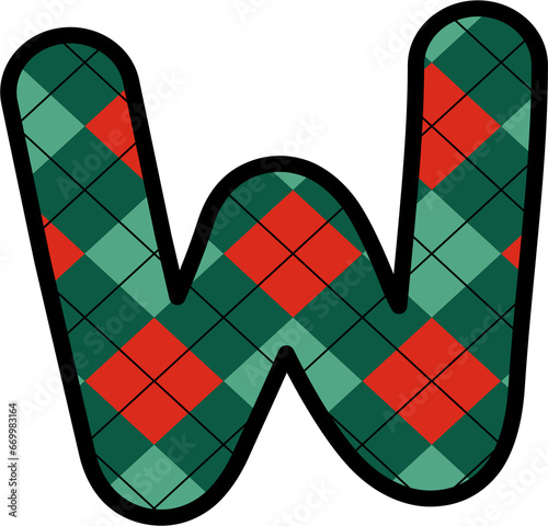 W Alphabet, grid pattern, red, green, Christmas, New Year