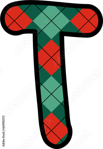 T Alphabet, grid pattern, red, green, Christmas, New Year