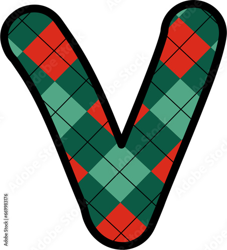 V Alphabet, grid pattern, red, green, Christmas, New Year