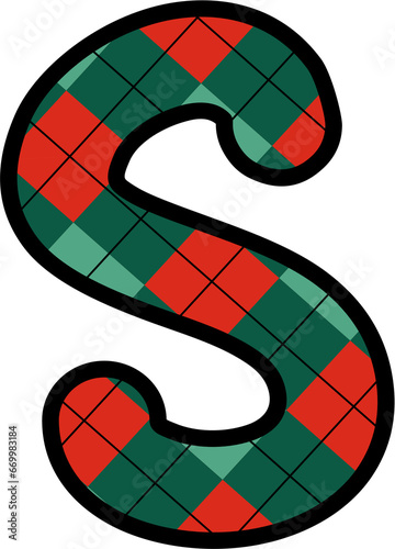 S Alphabet, grid pattern, red, green, Christmas, New Year