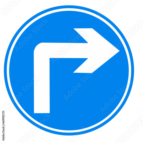 turn right ahead sign