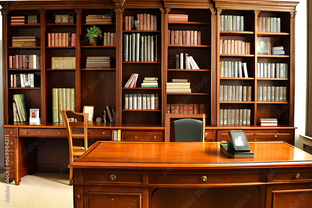 Classic and tranquil library. generative AI Classic and tranquil library. generative AI