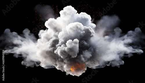 back and white smoke explosion isolated on transparent background