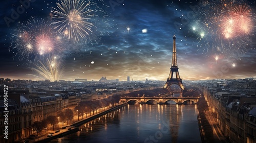 New Year Eve Fireworks with Skyline © Umair
