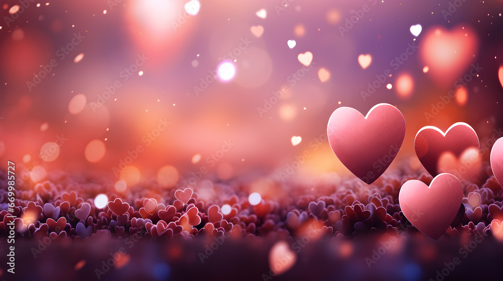 Beautiful  valentines day background with hearts 