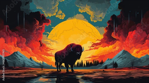 Bison Majesty: Embracing the Grandeur of the Iconic American Buffalo © luckynicky25