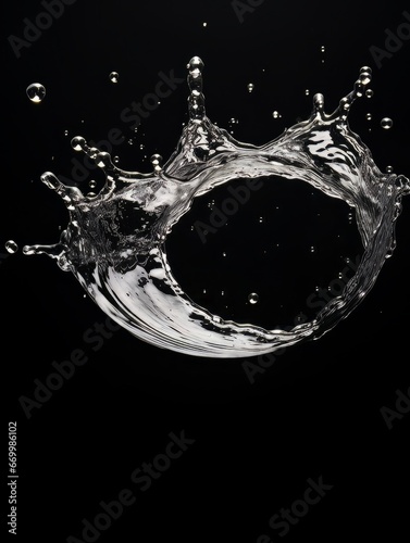 Abstract shape water drop on black background close up AI