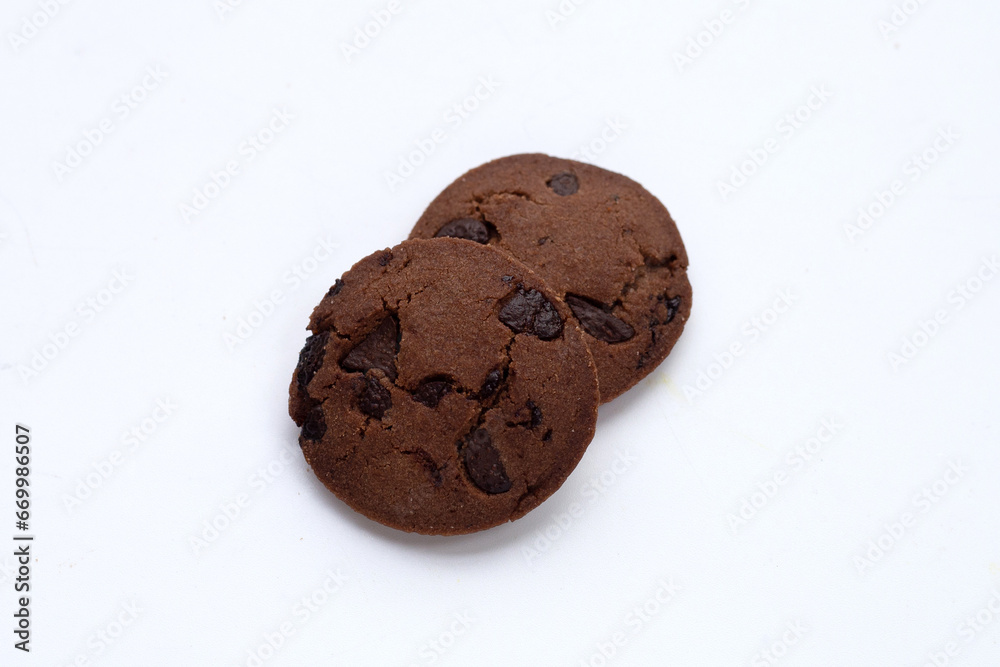 Chocolate chip cookies on white background. Chocolate chip cookies on white background.