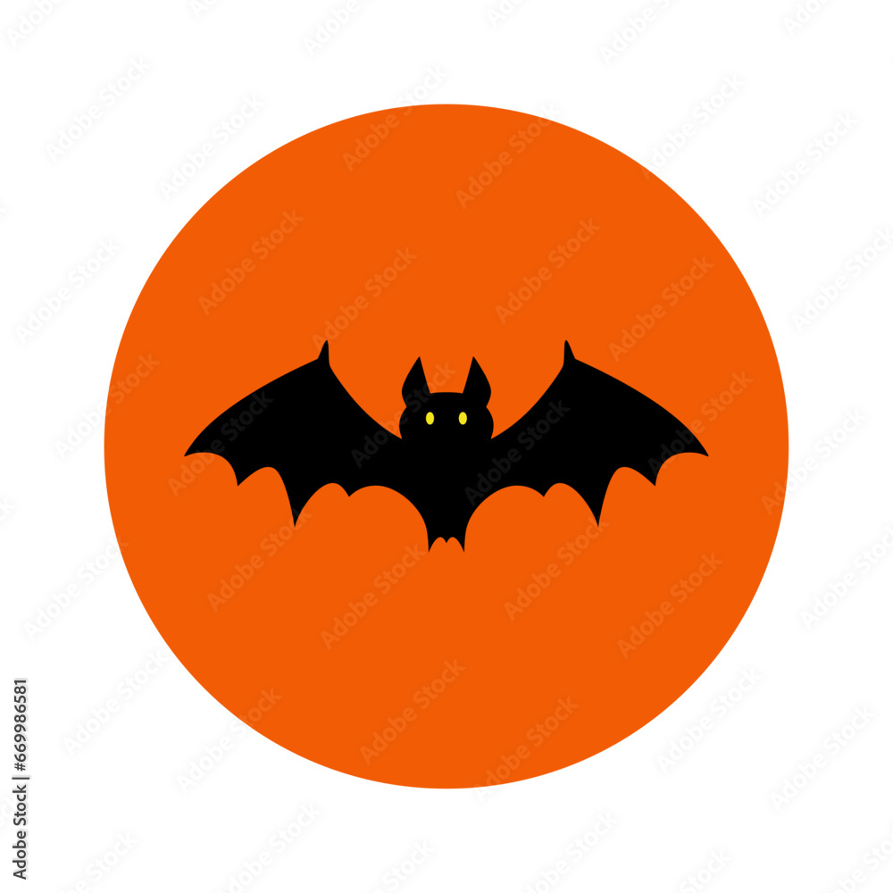 Fototapeta premium Halloween Background with black bats on the orange background. vector Illustration.