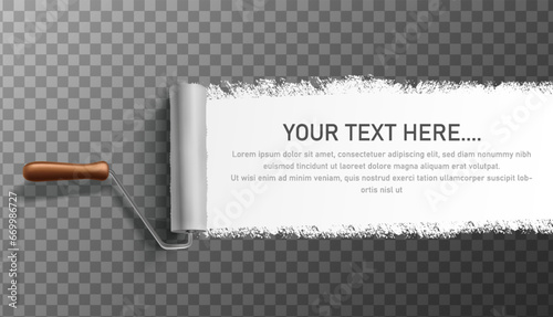 Vector design banner with white paint ruler and copy space for your text.