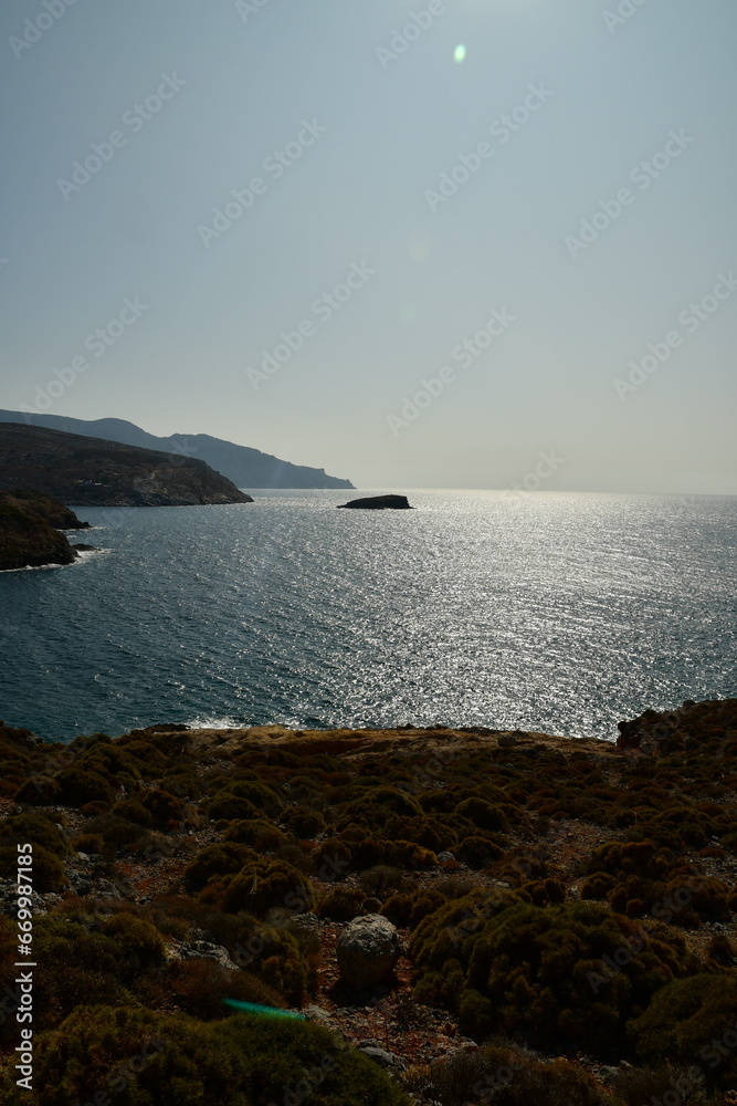 lonely beach on greek island kalymnos europe
