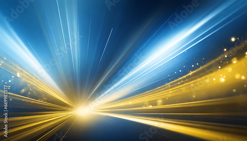 abstract blue and yellow light rays effect background