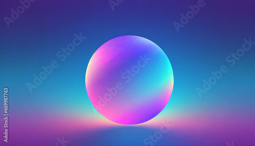 holographic gradient sphere vibrant gradient bright glowing round on blue background vector illustration