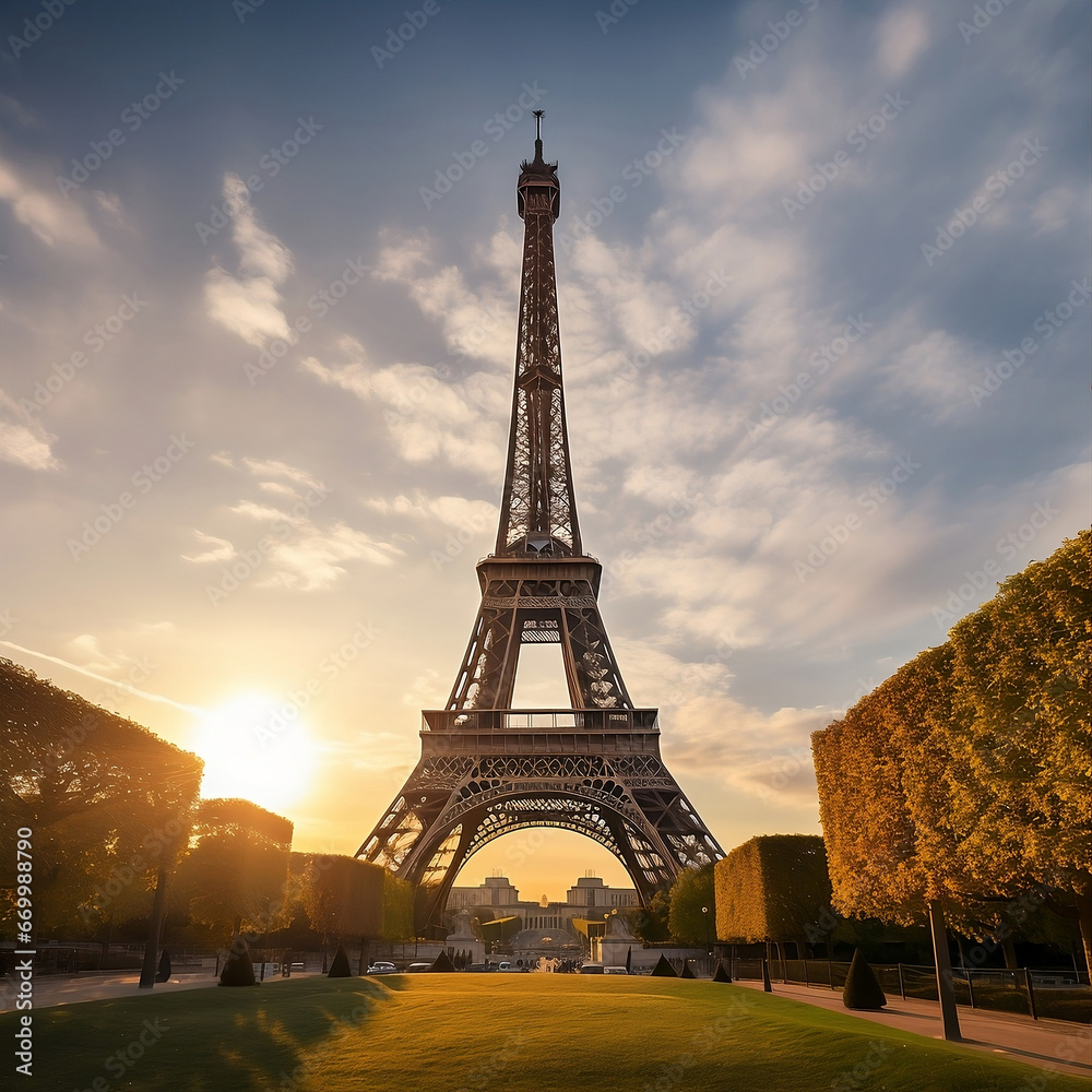 Golden Hour Majesty: Eiffel Tower's Timeless Beauty