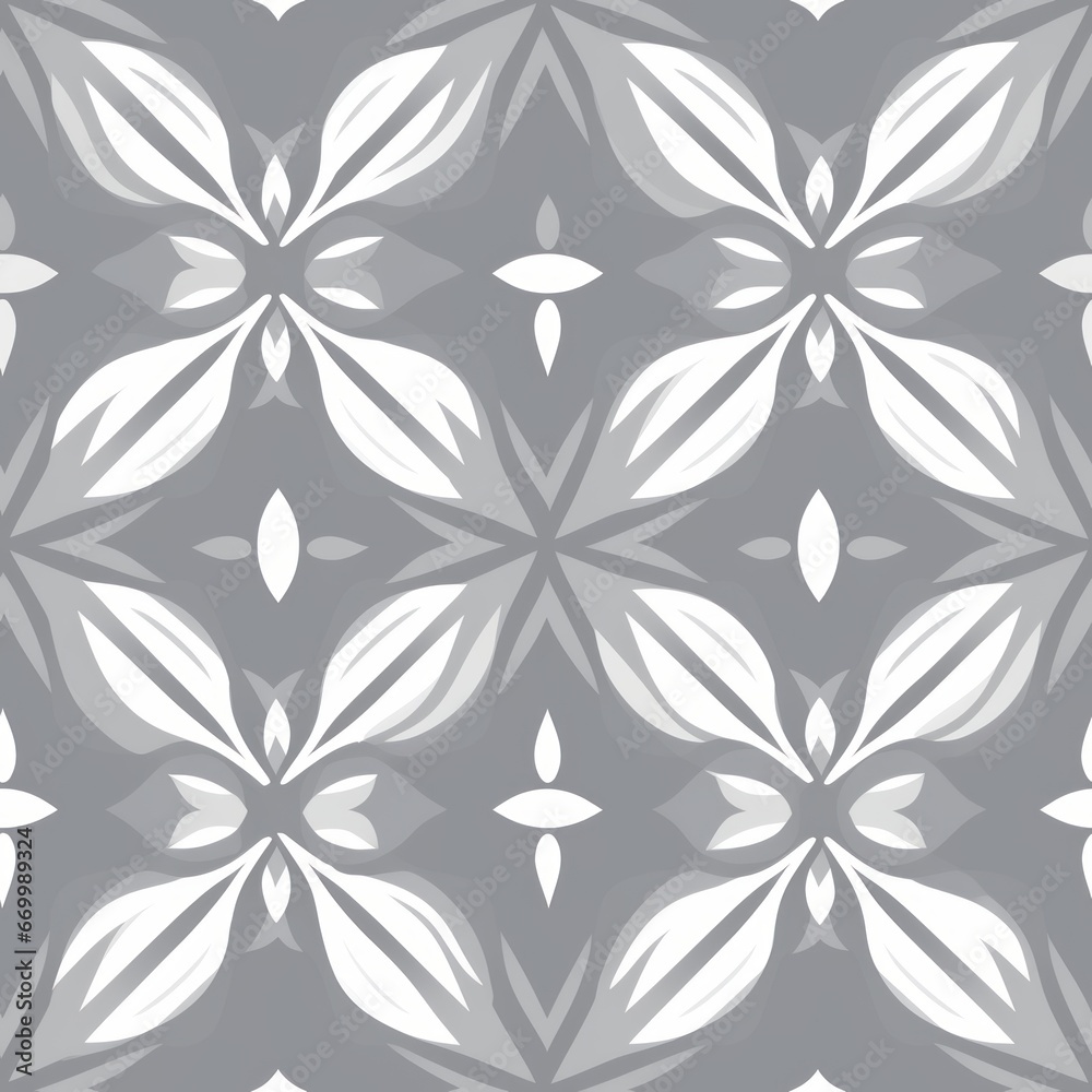 A seamless floral pattern adorns the background of this grey and white wallpaper. A seamless floral pattern adorns the background of this grey and white wallpaper.