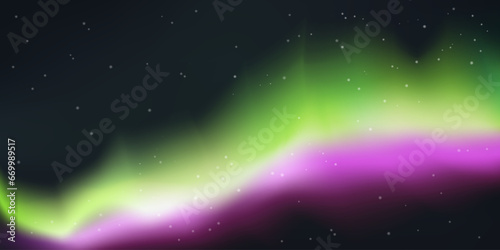 Multi-colored northern lights glowing in the night sky. Arctic aurora borealis. Natural phenomenon in the atmosphere. Realistic 3d vector illustration.